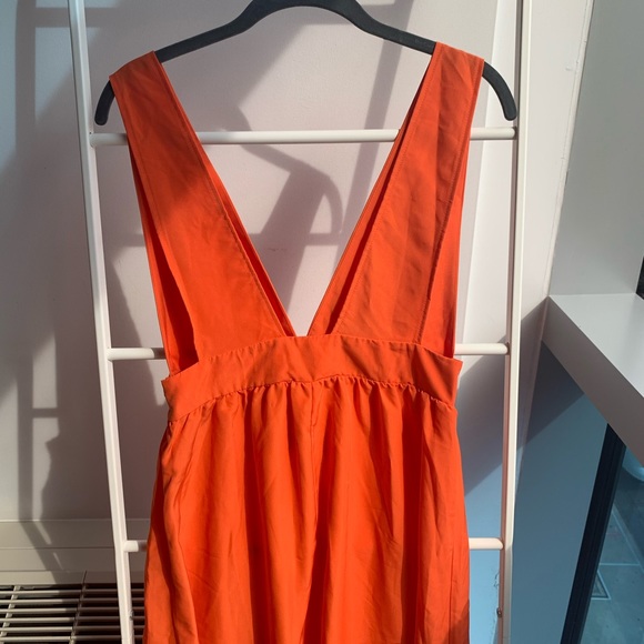 NWT Orange Plunging V Neck Maxi Dress Size S - Picture 6 of 6